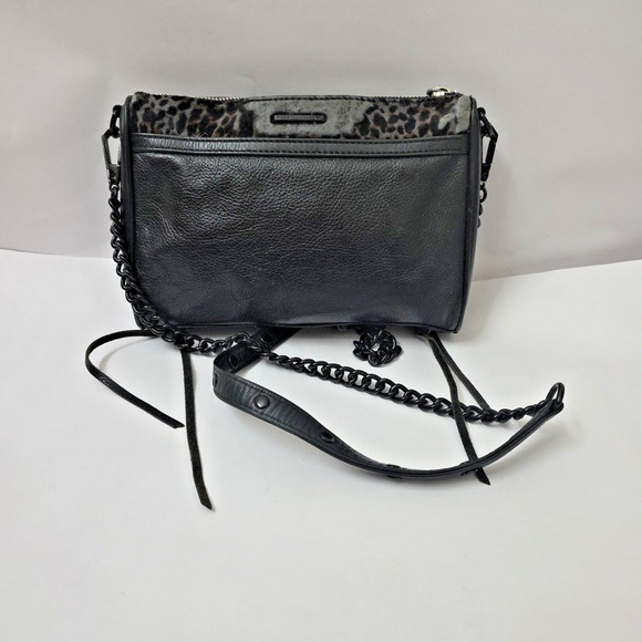 Y2K Rebecca Minkoff Mini MAC Convertible Crossbody Bag Leopard Print Calf Hair - Picture 4 of 11